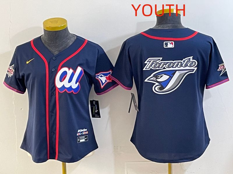 Youth 2025 Toronto Blue Jays Blank Drak Blue All star Nike MLB Jersey style 04->women mlb jersey->Women Jersey